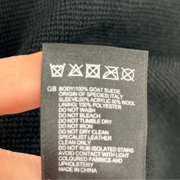 REISS black bomber jacket with suede panel - Picture 6 of 6